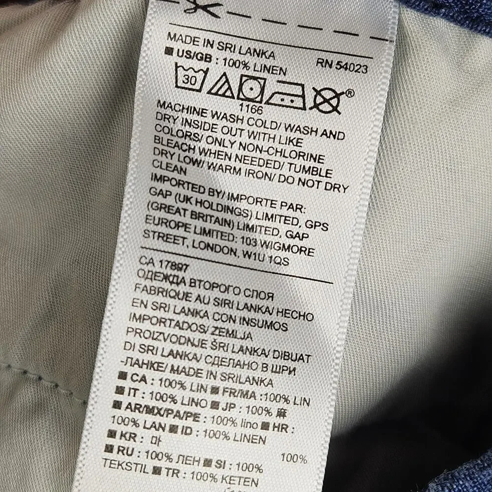 Banana Republic Mens 38 Blue 100% Linen Aiden Shorts striped Drawstring